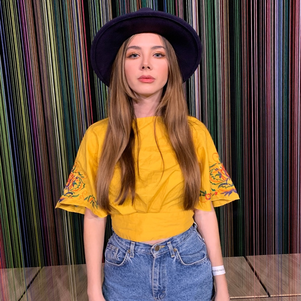 Yellow Isa and Ella blouse with sleeve details
